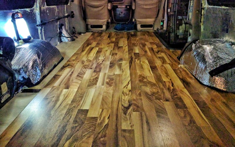 DIY Camper Van Conversion - Laying Floating LVP LVT Vinyl Plank