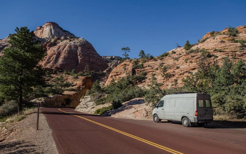 van on the road