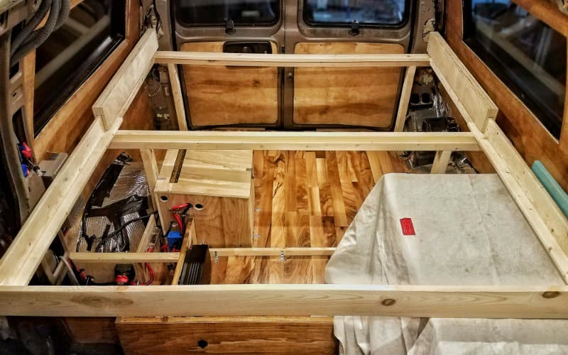 van bed frame all put together