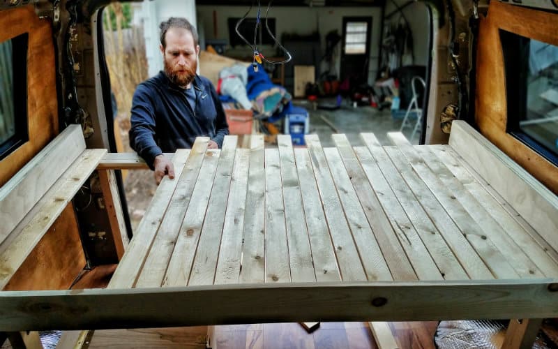 van bed positioning the slats