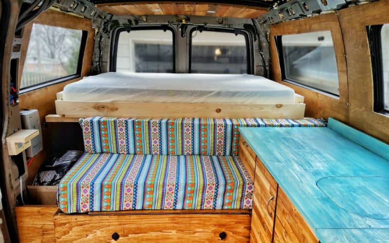 van bed pushed in no covers