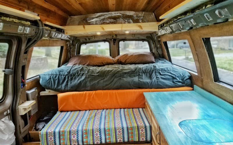 van bed pushed in