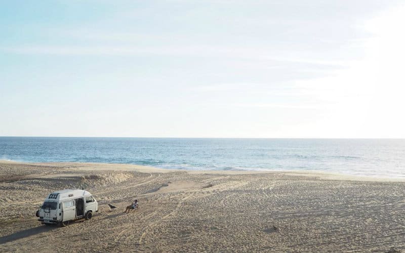 drone view van on beach