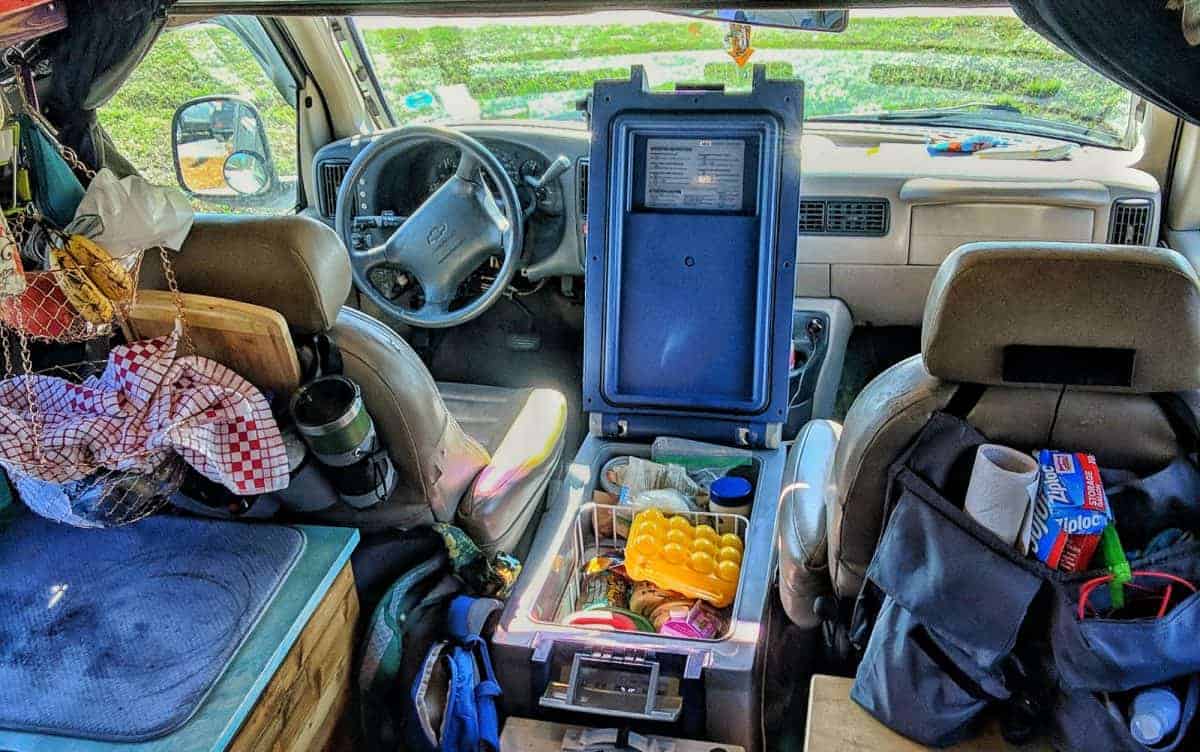 fridge inside car