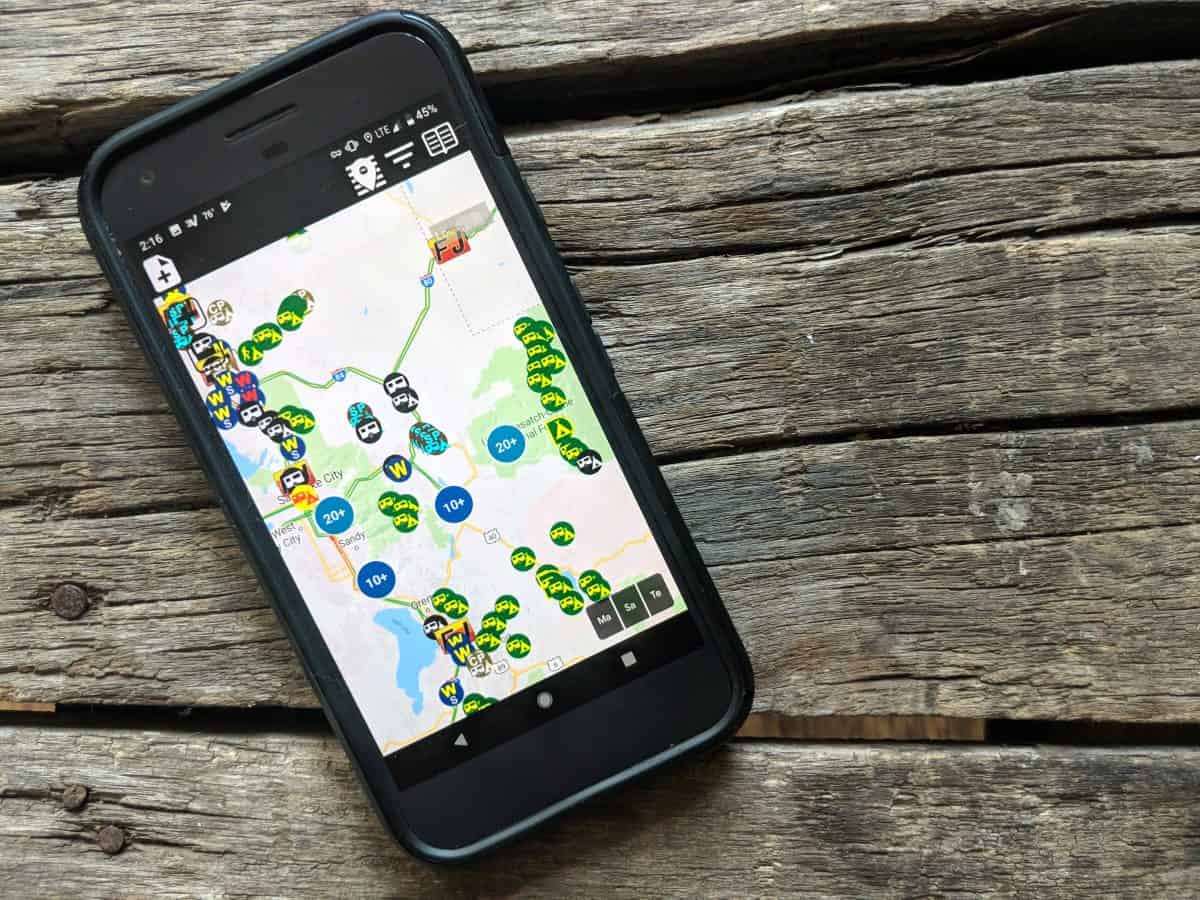 Allstays camp and rv app on a mobile phone