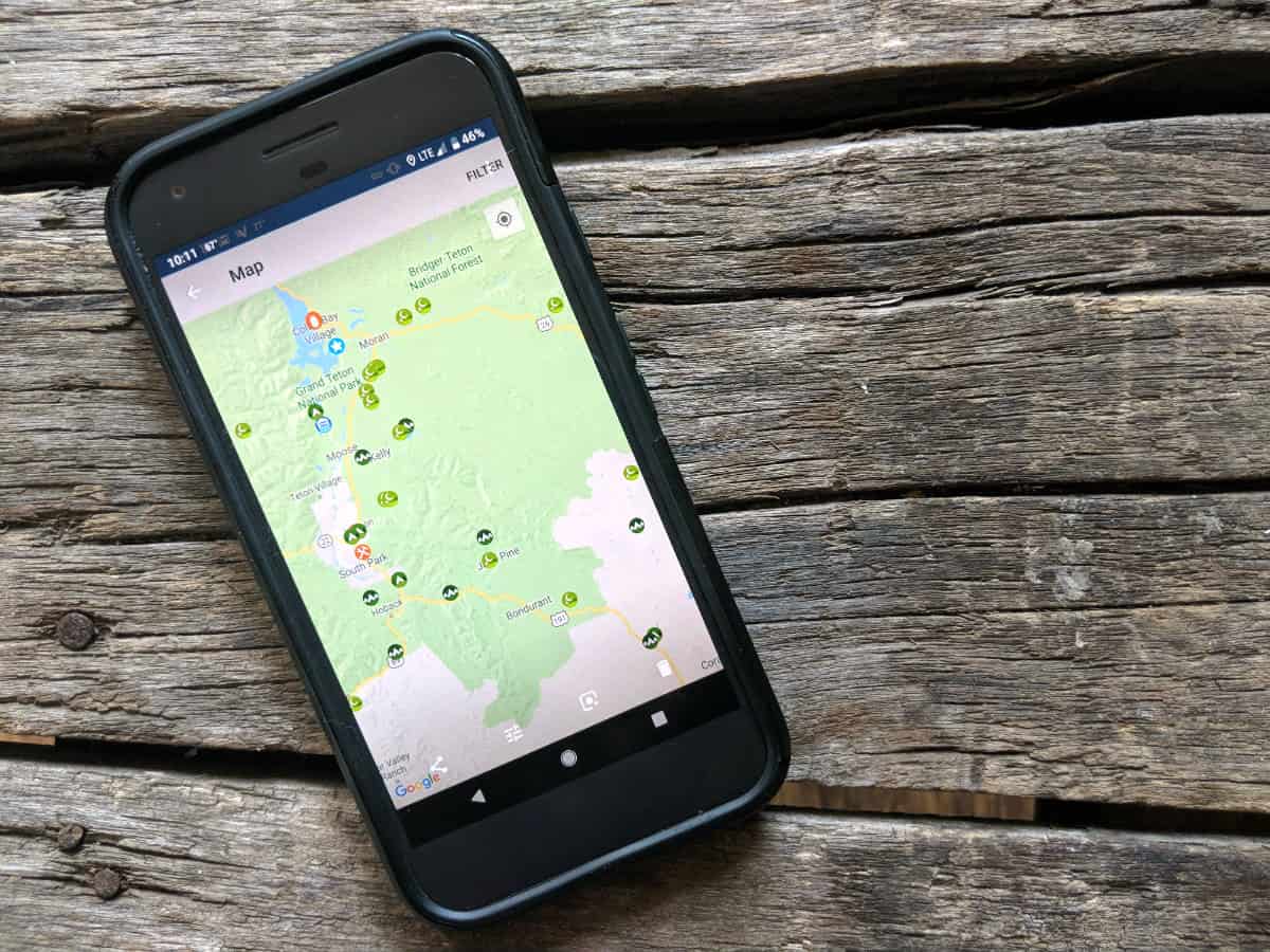 ioverlander camping app on a mobile phone