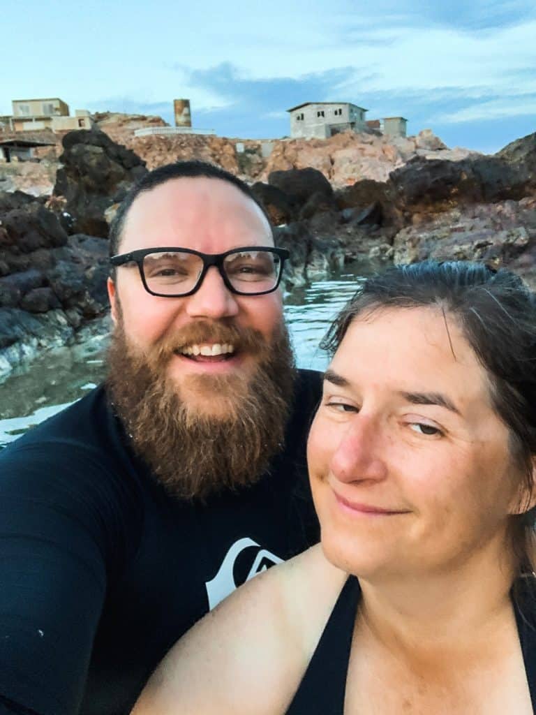 Selfie of Stephen and Meghan at some hot springs in Baja.