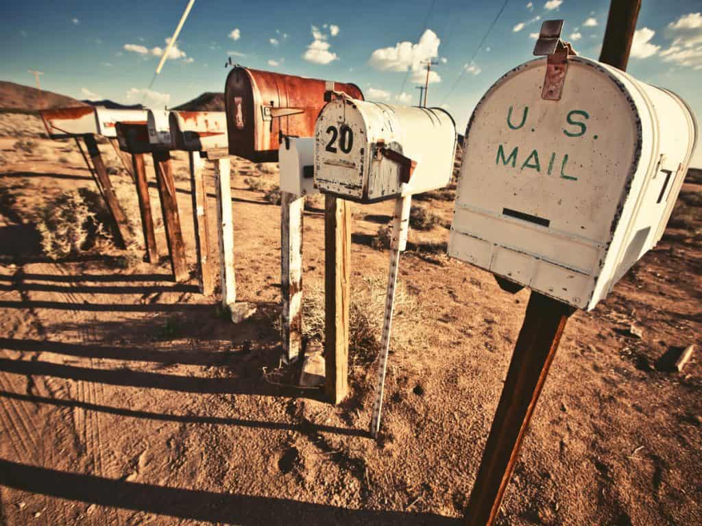 mailboxes along a dirt road