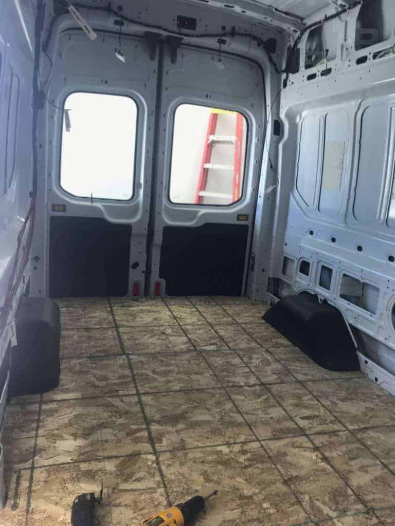 Interior shot of the inside of the van empty and not built out yet.