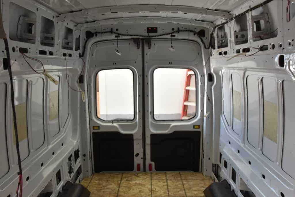 An interior shot of the rig totally empty with nothing on the walls, the doors, etc.