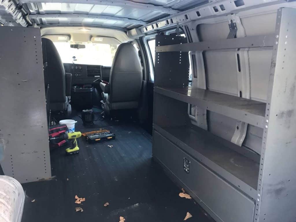 Interior shot of the van before he gutted it.