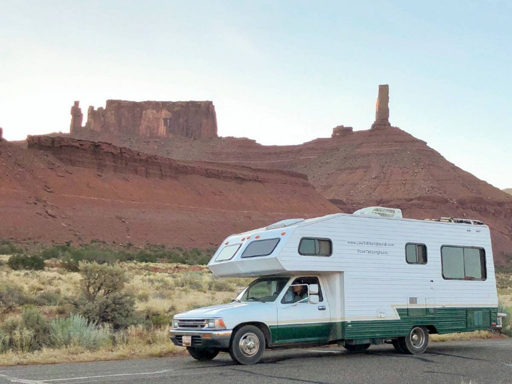 Toyota RV parked in the desert