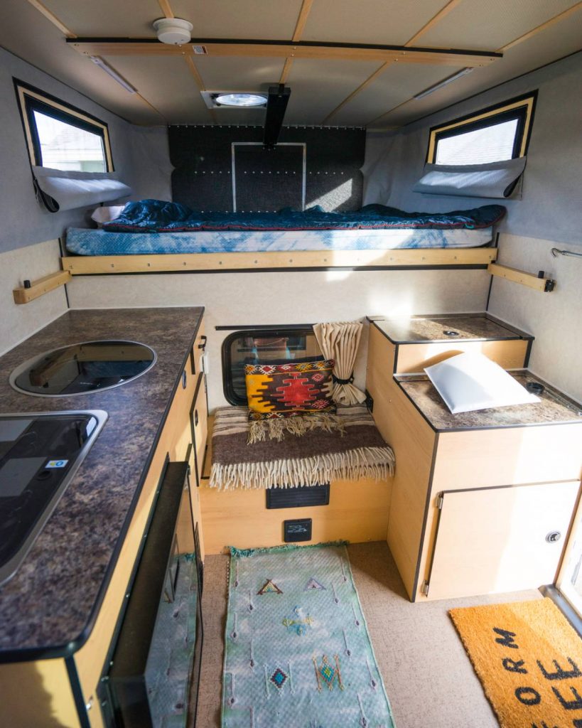 Interior shot of camper showing that there is no pass through to the cab