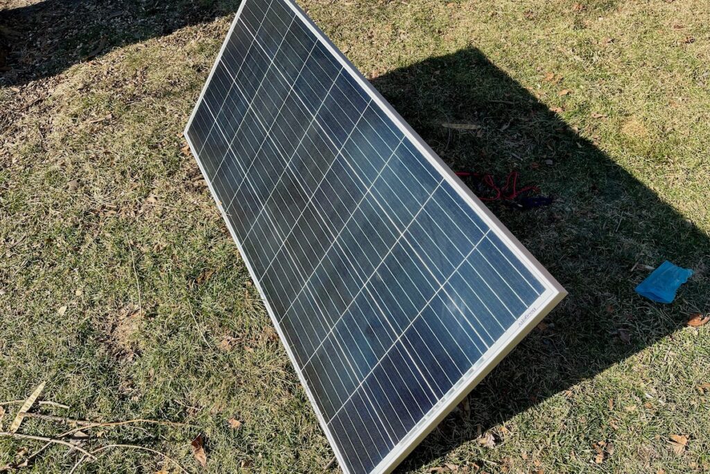 Solar panel angled towards the sun.