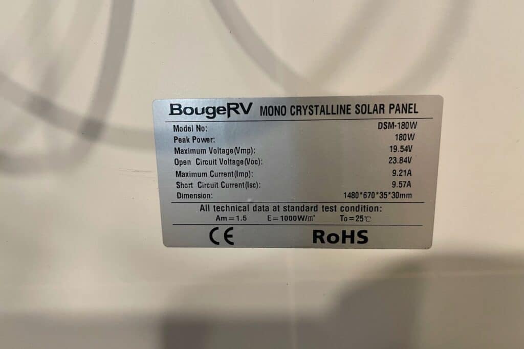 BougeRV DSM-180W spec sheet