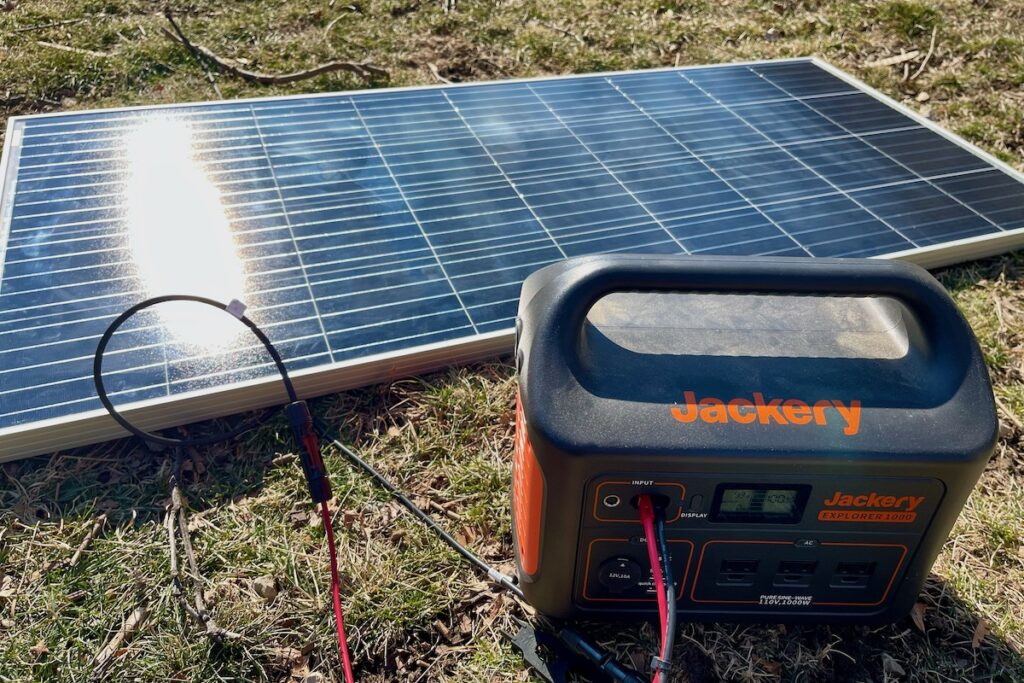 Testing solar panels while plugged into a Jackery