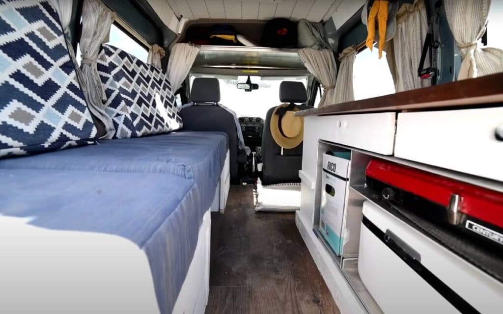 @murphy_mobile_ Interior of a ford transit connect camper van