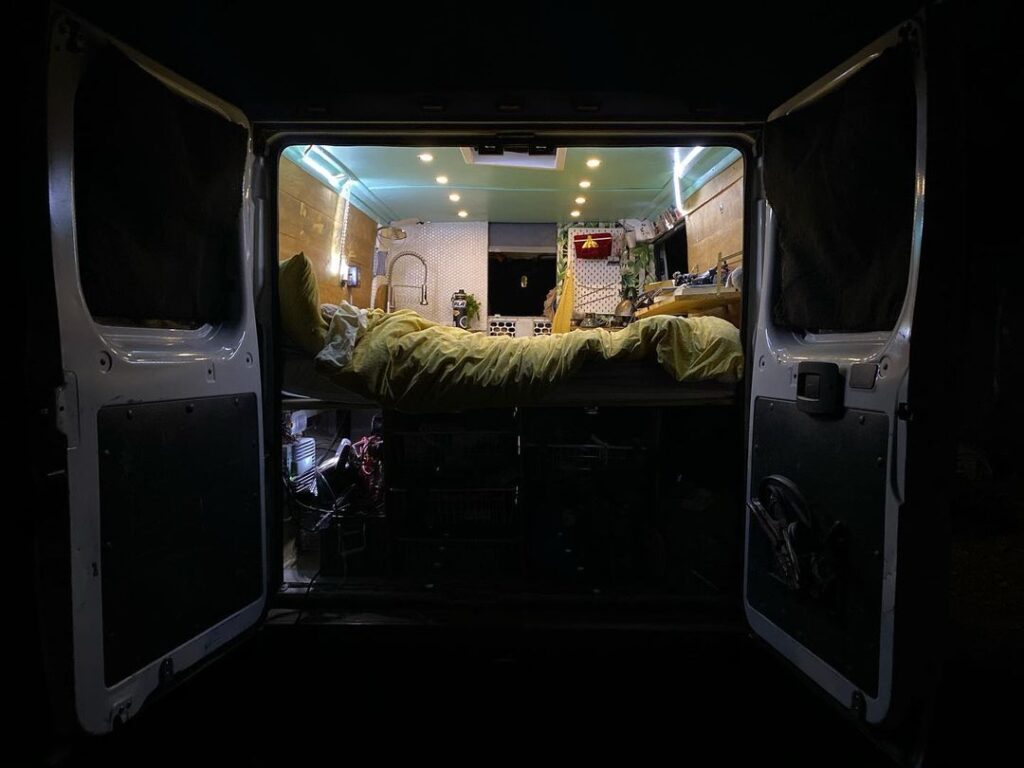 @adventure_time_loui Open back of a promaster camper van