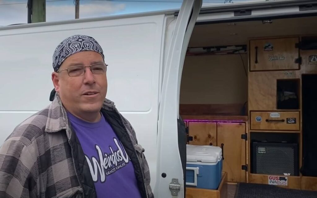 Graham giving a tour of his chevy express camper van, chevy express van camper conversion