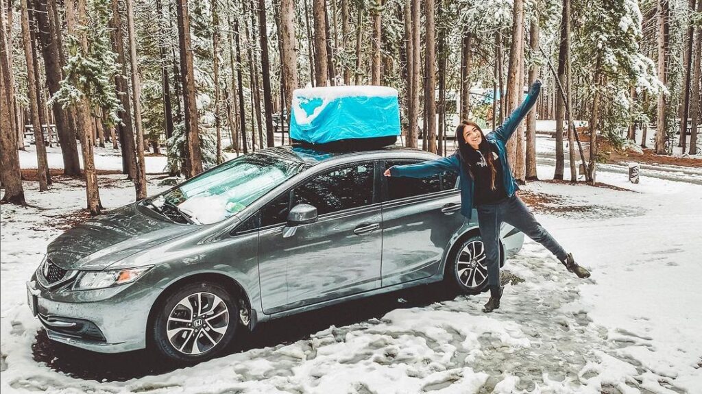 @hoboahle car camping in the snow