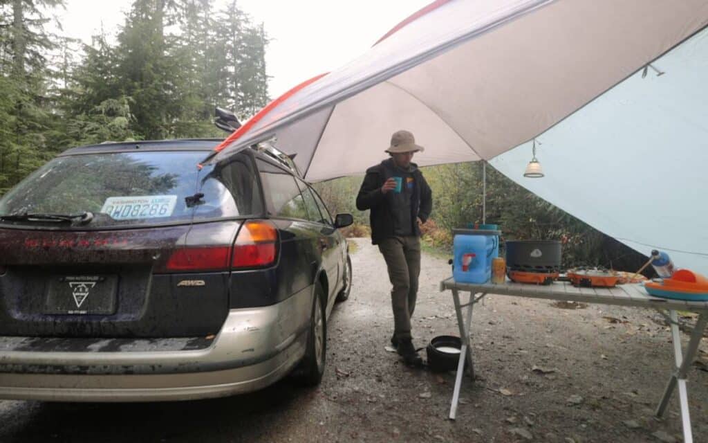 Andrew car camping in the forest