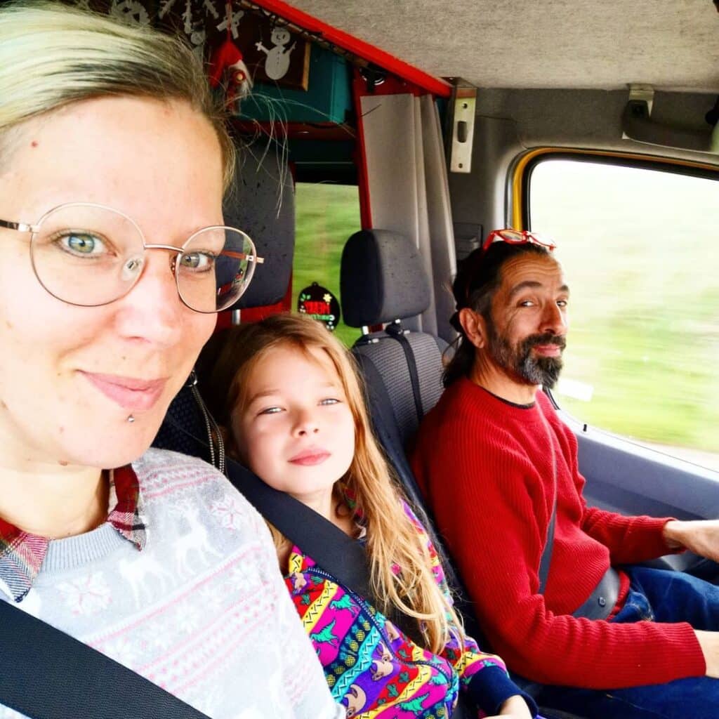 @thewildlandersoffgrid family traveling in a sprinter van camper