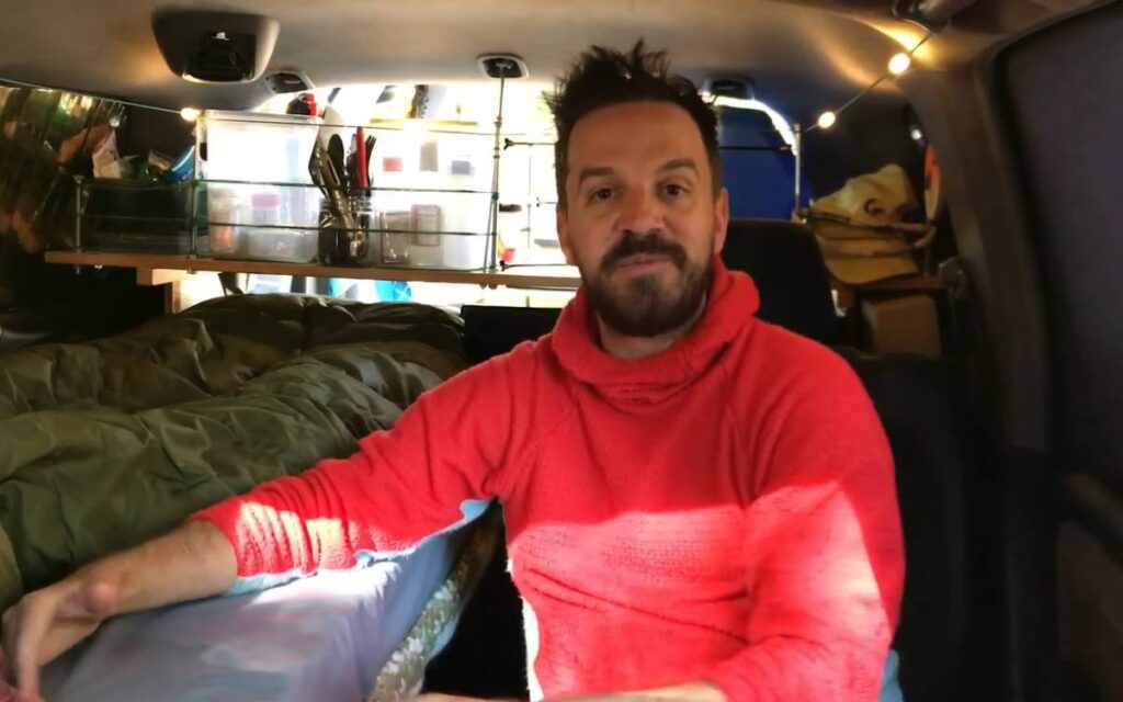Brad in his diy suv camper