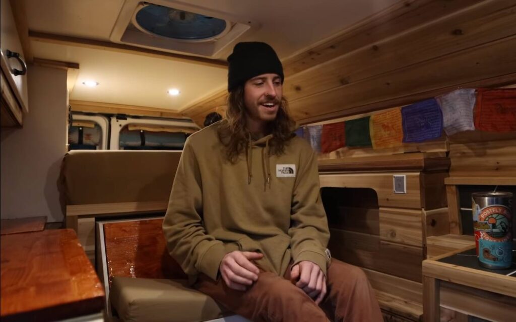 @nate_n_niko ford econoline camper with wood interior