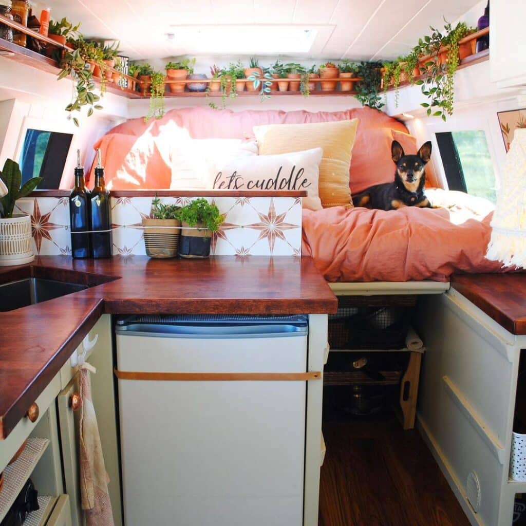 @theroadthroughmyeyes ford e350 camper van colorful interior