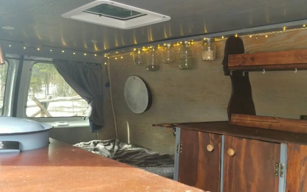 Kaia Fox ford econoline camper van interior