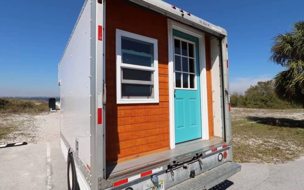 Box truck camper rear view