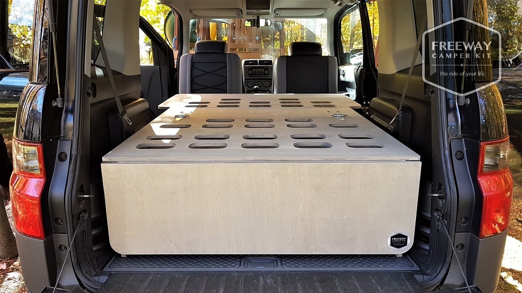 Freeway honda element kit assembled inside a honda element camper