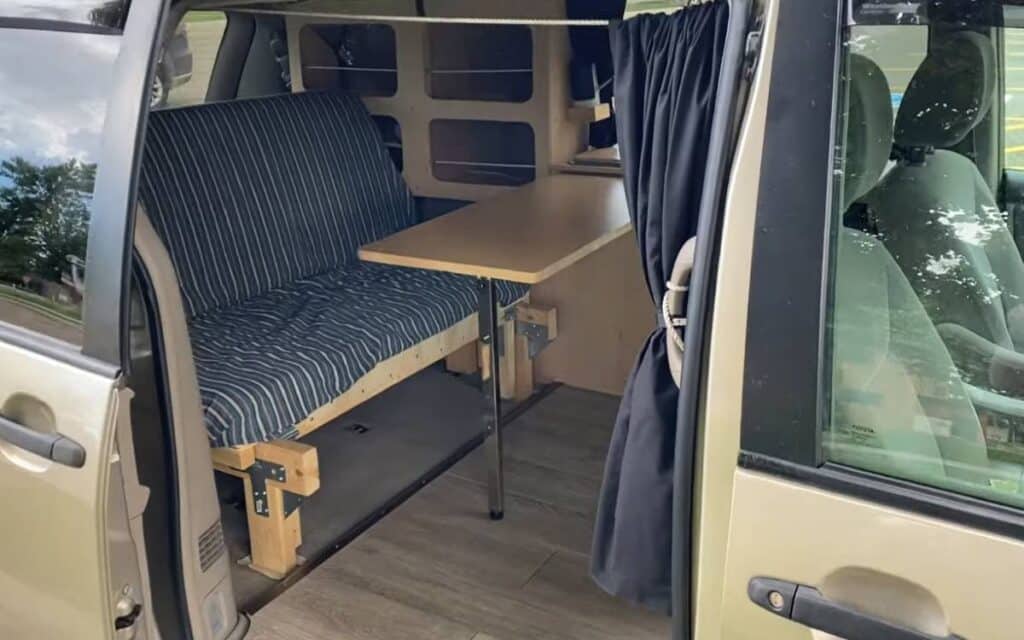 Mike and Rachel's Toyota Sienna camper conversion interior