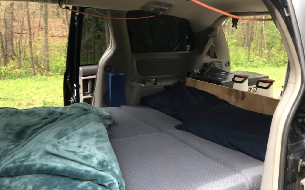 Qasim and Kayla's Toyota Sienna microcamper interior