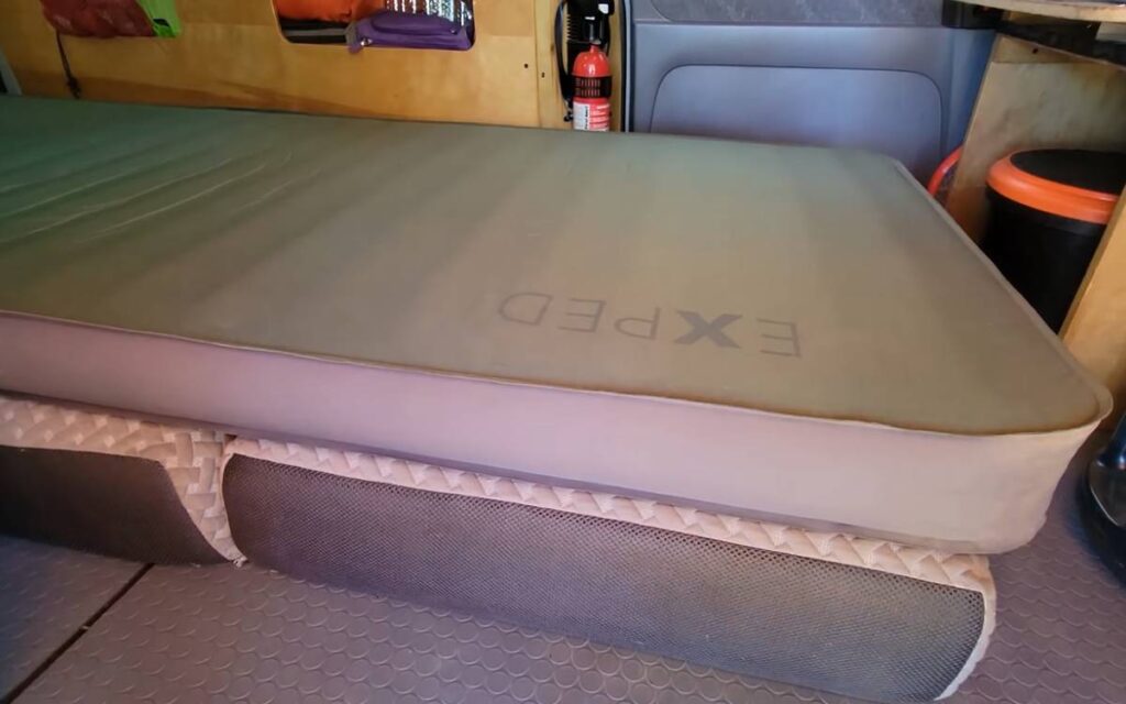 Air mattress inside a campervan