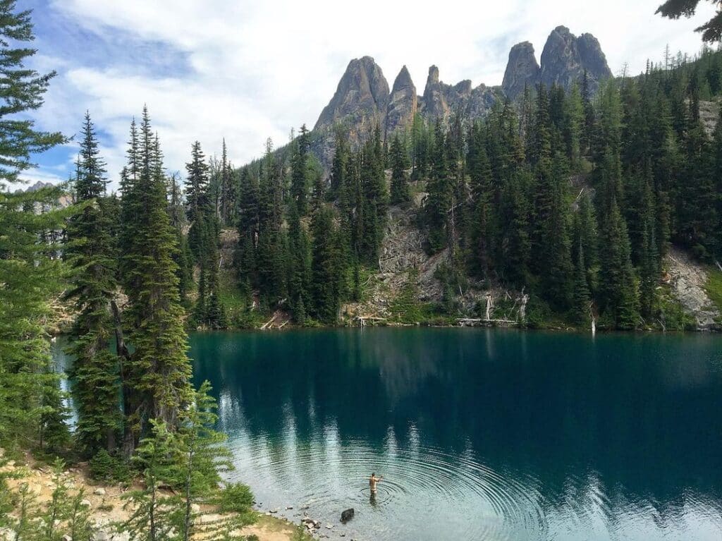 Man swimming in a lake