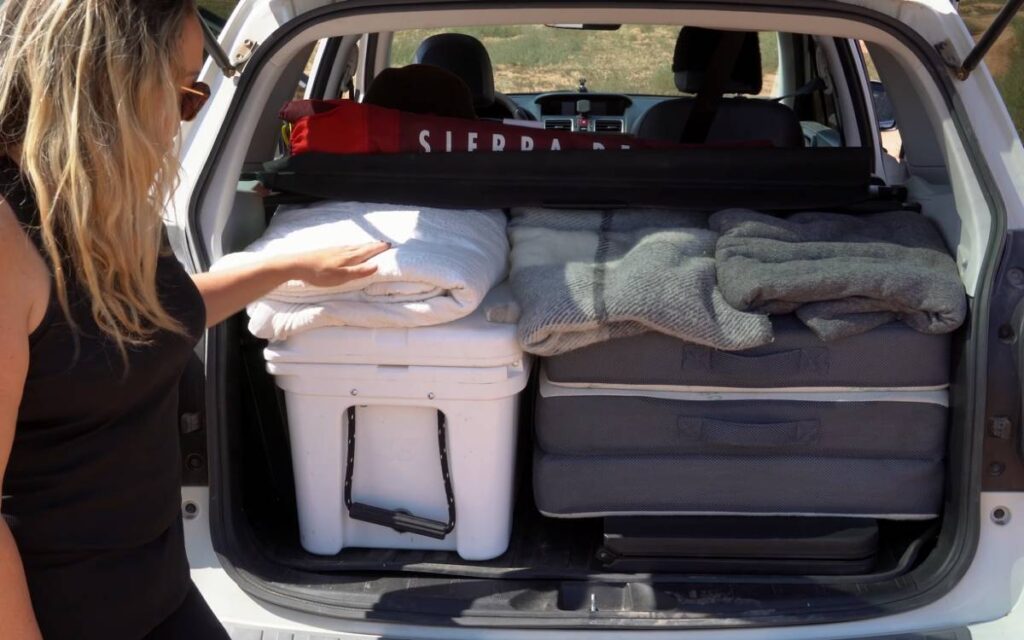 @nomadunknown4766 Christine giving a tour of her camper, forester camping conversion