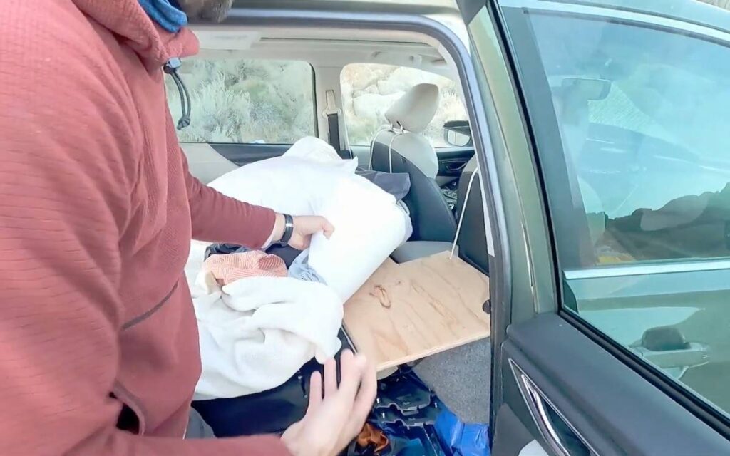 @outdoorgoyo Greg showing his subaru forester camper conversion bed mattress