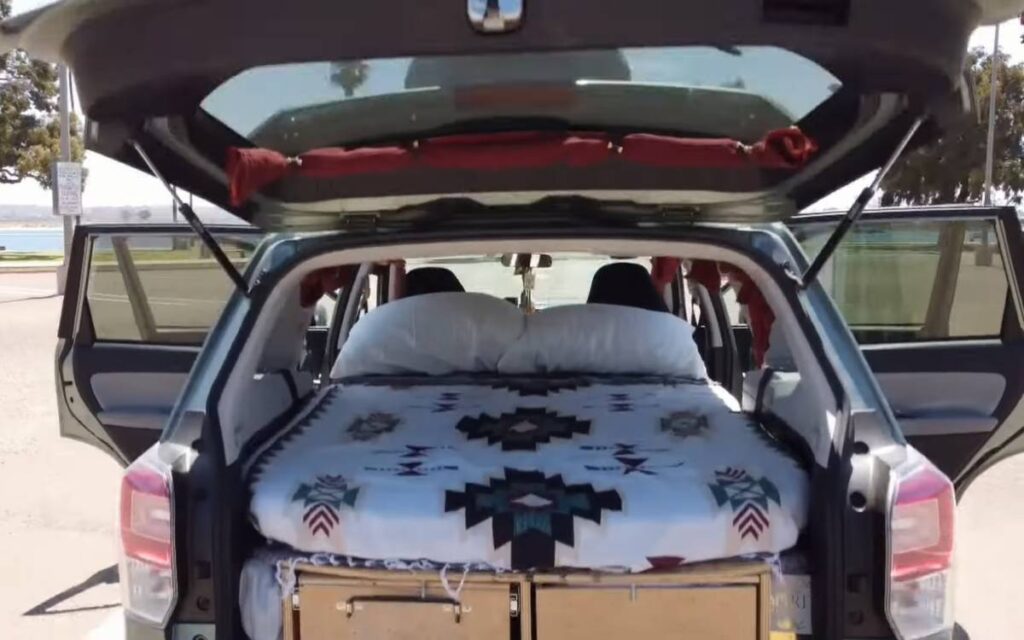 @twotravelingladies5786 subaru forester conversion camper bed