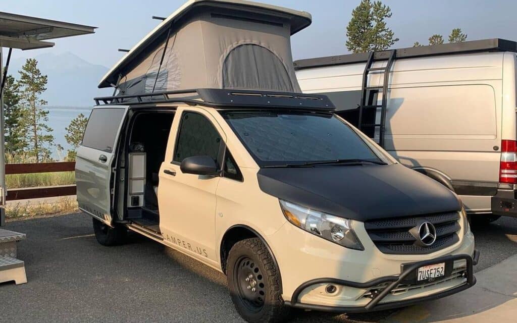 @rreglobal Mercedes metris pop top camper with a roof rack